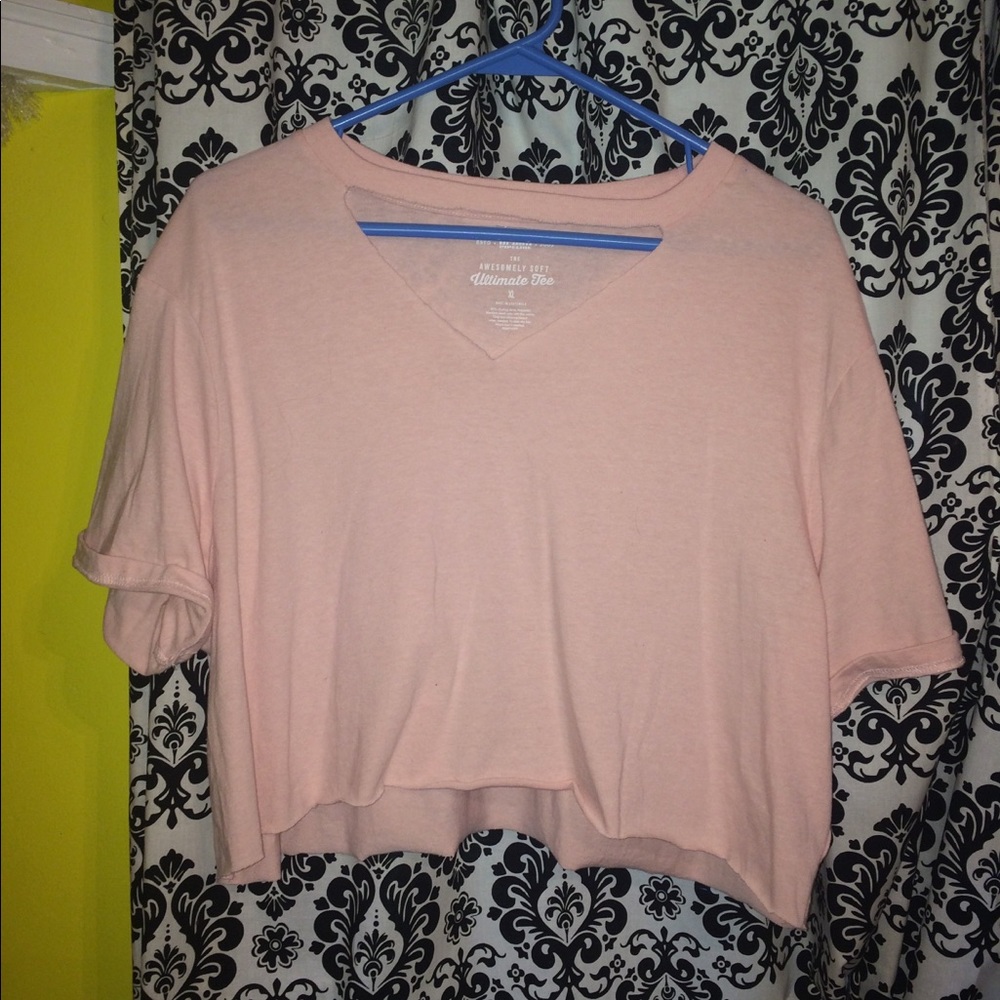 Thrifted crop T-shirt with bust cutout